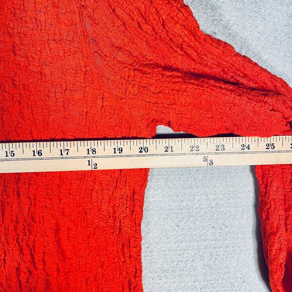 Ali Miles Top Womens L Orange 3/4 Sleeve Blouse Art Artsy Colorful Buttons - Picture 8 of 11